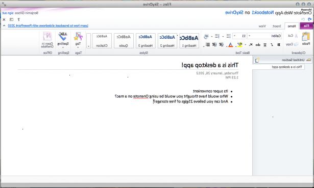 Slik kjører OneNote på din mac skrivebordet ved hjelp av væske. Vise og organisere dokumenter i nettskyen.