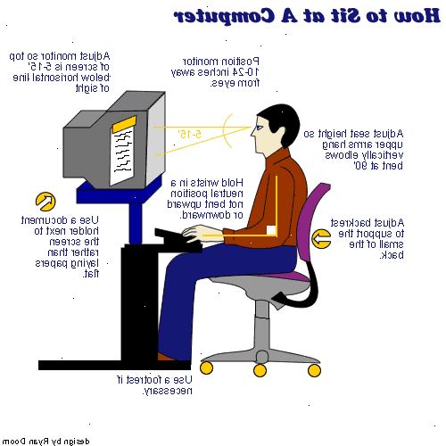 Hvordan å sitte ved en datamaskin. Sitt nær tastaturet.