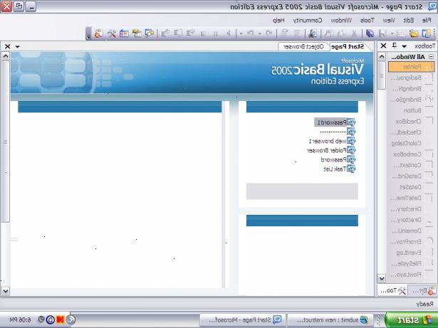Hvordan lage en nettleser. Installere Visual Basic på datamaskinen ved å enten laste ned programvaren fra Visual Basic Developer Center nettside eller ved hjelp av en installasjon disk.