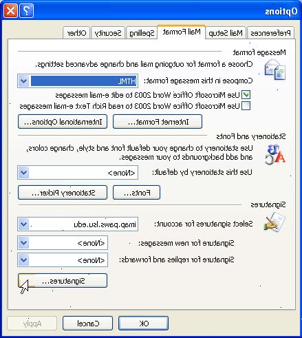 Hvordan redigere signaturalternativene i Microsoft Outlook. I Microsoft Outlook 2007 velger du Verktøy-menyen og klikk på alternativer.