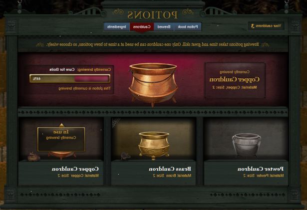 Hvordan lage potions på Pottermore. Velg hvilke potion du ønsker å brygge.