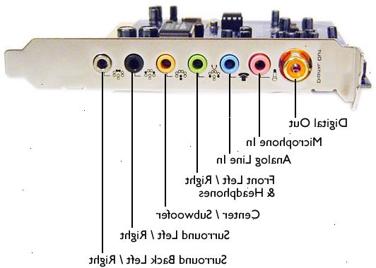 Hvordan koble en datamaskin til et stereoanlegg. Finn din lydutgang ved å se på baksiden av datamaskinen.